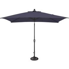 Umbrellas SimplyShade Catalina Rectangle Black Push Button Tilt Umbrella Navy 10 ft