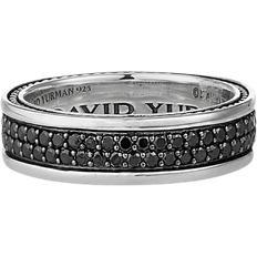 David Yurman Streamline Two Row Band Ring - Silver/Diamonds
