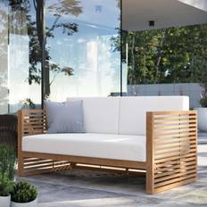 White Outdoor Sofas modway Carlsbad Collection EEI-5605-NAT-WHI