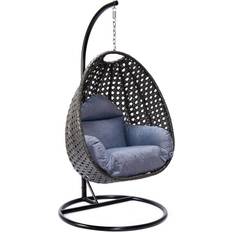 Hanging egg chair Patio Furniture Leisuremod Charcoal Wicker Egg Swing