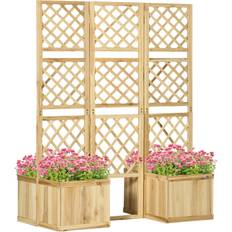 OutSunny Enclosures OutSunny Freestanding Privacy Screen with 4 Self-Draining Raised Garden