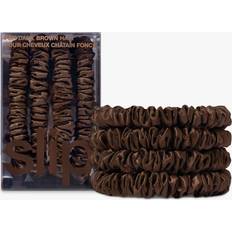 Hair Ties Slip Pure Silk Skinny Scrunchies - Colour Dark Brown