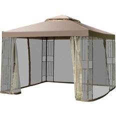 Costway Pavilions & Accessories Costway Outdoor 10'x10' Gazebo Canopy Shelter Awning Tent Screw-free Garden