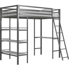 Loft Beds Little Seeds Nova Metal Loft Bed with Shelves Twin Bunk 41.5x77.5"