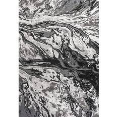 Jonathan Y Swirl Marbled Abstract White, Black, Yellow, Blue, Turquoise, Gray, Beige 36x60"