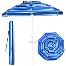 Costway Parasols & Accessories Costway 7.2 FT Portable Beach Umbrella Tilt Sand Anchor Cup