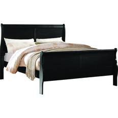 Benjara Wooden Full Bed with Panel Design Sleigh Headboard and Footboard