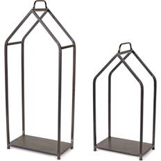 Brown Fireplace Accessories Melrose Black Iron Firewood Frame Set of Two