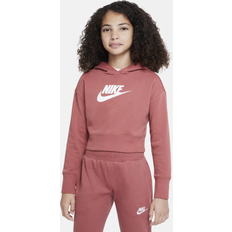 Orange Oberteile Nike Sportswear Club Big Kids' (Girls' French Terry Cropped Hoodie in Red, DC7210-691 Red