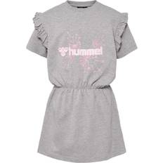 Grau Kleider Hummel Girl's Jasmin Dress with Sleeves & Frills - Grey Melange (217613-2006)
