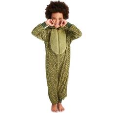 XS Pajamases Children's Clothing Boys Plush Flannel Fleece Onesie Sleepwear with Animal Face Hood, Flame Resistant, Footless, Half Zip Kids Pajamas, Kaki