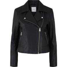 Dame - Skinnjakker Pieces Susse Leather Jacket Black
