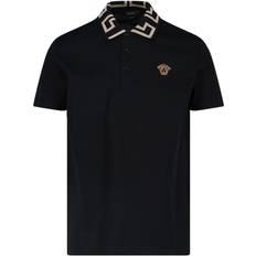 Versace Clothing Versace Greca Short-Sleeved Polo Shirt - Black