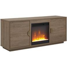 Gray Electric Fireplaces Dakota TV Stand with Crystal Fireplace
