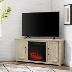 Corner electric fireplace tv stand Crosley Furniture Camden Farmhouse Electric Fireplace Corner TV Stand, Brown