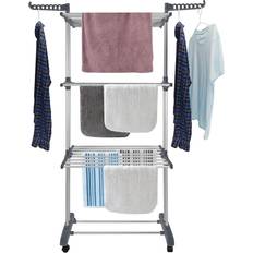 Clothing Care Bigzzia Clothes Drying Rack Folding Clothes Rail 3 Tier (Grey) Grey 29.92 In. W X 66.54 In. H X 19.29 In. D