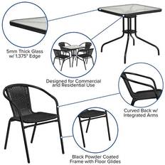 Outdoor Dining Tables Flash Furniture 28SQ Black
