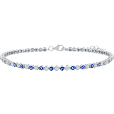 Simona Evil Eye Tennis Bracelet - Silver/Navy Blue