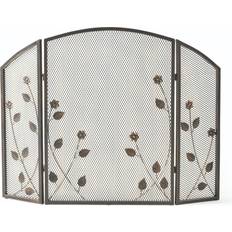 Contemporary Home Living 41 Black Leaf Accent Three Panel Fireplace Screen