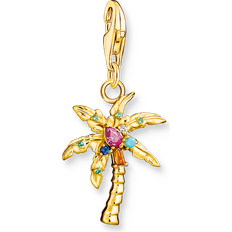 Golden Charms & Anhänger Thomas Sabo Gold Plated Colourful Palm Tree Charm