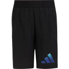 Spandex Bukser adidas Boy's Train Icons Aeroready Logo Woven Shorts - Black/Semi Lucid Blue