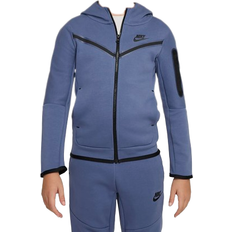 Tops Nike Boy's Sportswear Tech Fleece Full Zip Hoodie - Diffused Blue/Black (CU9223-491)