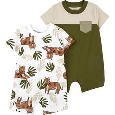 0-1M Playsuits Carter's Baby Boy Tigers Tropical Leaves Romper Set, Boy's, Newborn, Green