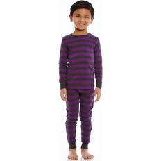 Purple Nightwear Children's Clothing Leveret Toddler Unisex Cotton Striped Pajama Set Purple 5T