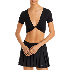 Alo Ribbed Knotty Short Sleeve Crop Top