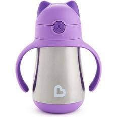 Sippy Cups Munchkin Cool Cat Stainless Steel Straw Cup, 8 Ounce, Purple