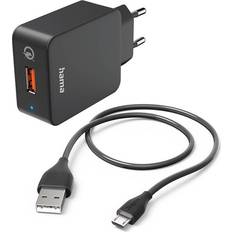 Hama Ladegerät Batterien & Akkus Hama Schnellladegerät (19,5W) mit Micro-USB-Ladekabel (1,5m) schwarz