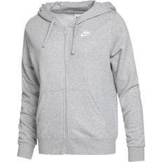 Damen - Grau Bekleidung Nike Sportswear Club Fleece Women's Full-Zip Hoodie - Dark Grey Heather/White