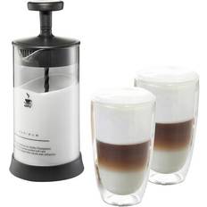 GEFU Kaffeemaschinen GEFU Set: Milchaufschäumer Latte Macchiato Gläser