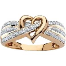 PalmBeach Two-Tone Interlocking Hearts Ring - Gold/Diamond