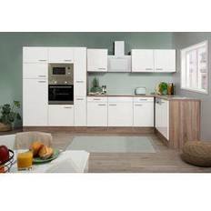 Kücheneinrichtungen Respekta Winkelküche/L-Küche KBL370EYWMISGKE 370 cm Weiß Eiche York Nachbildung
