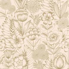Wallpaper Tempaper Homestead Floral Removable Peel and Stick Wallpaper Vintage Gold
