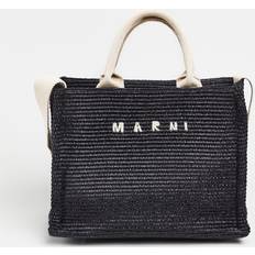 Marni Women's Woven Logo Tote Bag Black/Natural