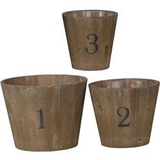 Benjara Pots, Plants & Cultivation Benjara Wooden Planter with Round Base Assorted Brown