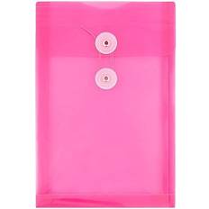 Jam Paper Shipping, Packing & Mailing Supplies Jam Paper Plastic Envelopes 6.3x9.3 12/Pack Fuchsia Pink Button String Open End