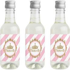 Little Princess Crown Mini Wine Bottle Label Stickers Party Favor Gift 16 Ct Pink