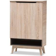 Brown Cabinets Baxton Studio FLSC00813-HANA OAK/DARK GREY-SHOE Storage Cabinet