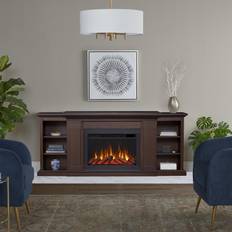 Real Flame Winterset Solid Wood Slim Media Electric Fireplace in Dark Walnut