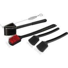 BBQ Scrapers PitMaster King Ultimate 5pc Grill Cleaning Tool Set with Steel Scrapers Extended Handles Heat