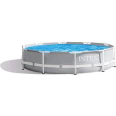 Pool 10ft Swimming Pools & Accessories Intex 10 ft. x 30 in. Prism Frame Steel Above Ground Outdoor Swimming Pool, Gray
