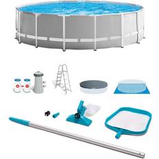 Inflatable Pools Intex 15ft x 48in Prism Swimming Pool Set w/ Ladder, Cover and Maintenance Kit