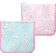 Green Sprouts Girls' Snack Containers Aqua Rainbows Reusable Insulated Sandwich Bag Set