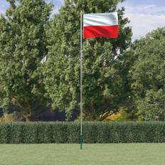 vidaXL Polen flag og flagstang 6,23
