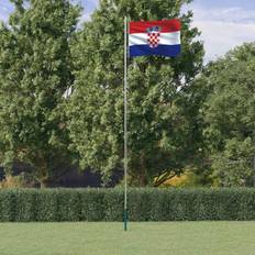 vidaXL Kroatien flag og flagstang 6,23