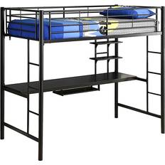 Walker Edison Premium Twin Size Metal Loft Bed with Workstation