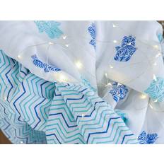 Malabar Baby Hamsa Organic Cotton Blanket In Blue/white white 47in X 47in